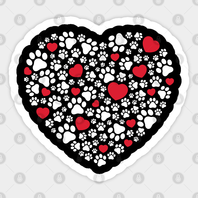 Paw Print Heartbeat Sticker by TeddyTees